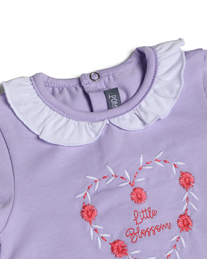 Graphic shortsleeve playsuit floral heart embroidery