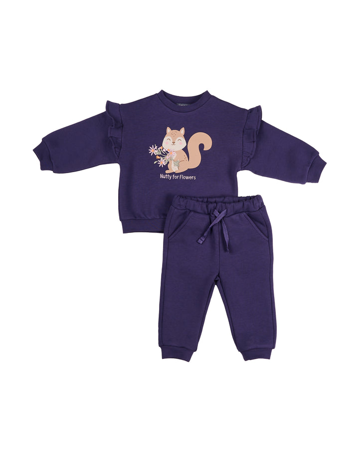 Girl  Purple "Nutty for Flowers" Sweatshirt Set