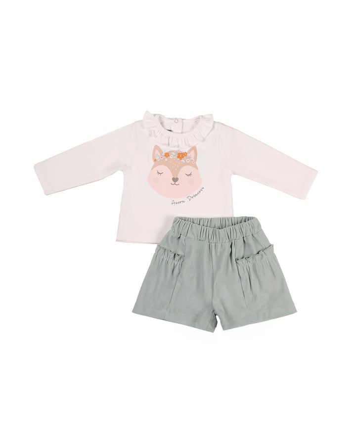 Girl Fox Graphic Top and Shorts Set