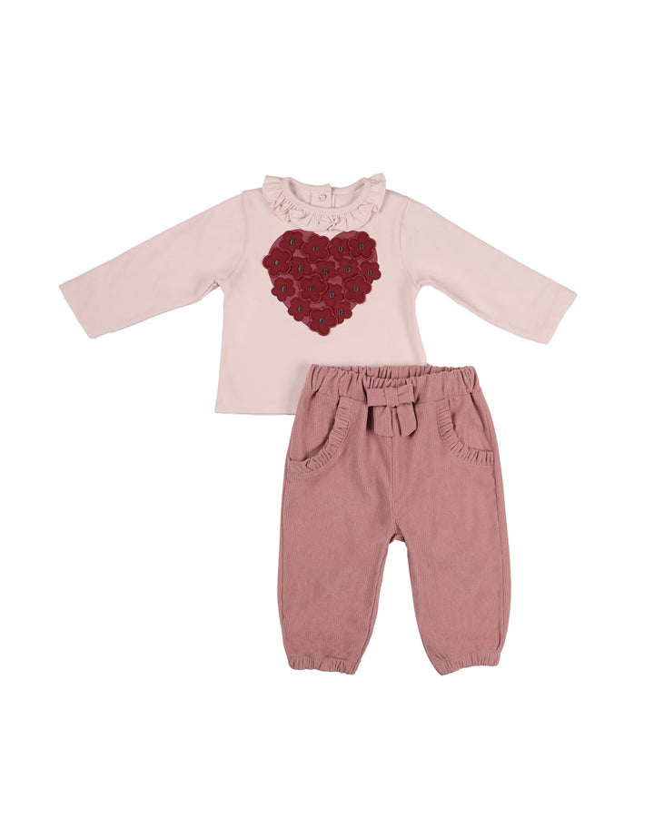 Girls Floral Heart Top and Pants Set