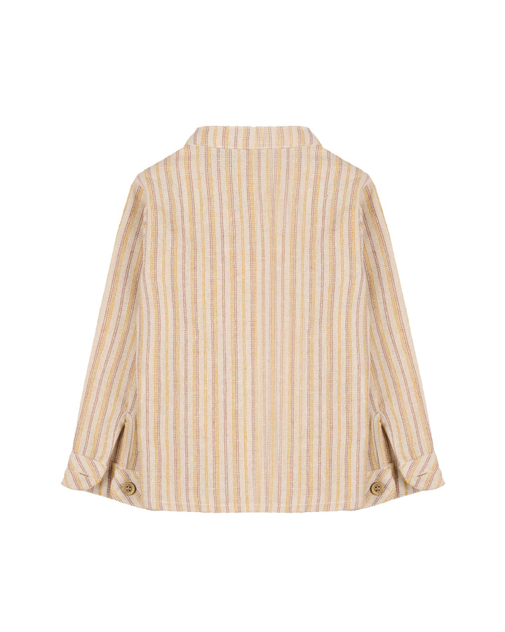 Boys Striped Mandarin Collar Shirt