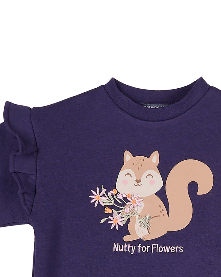 Girl  Purple "Nutty for Flowers" Sweatshirt Set