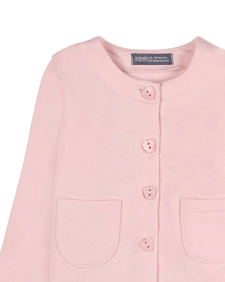 Girls Heart Button Cardigan
