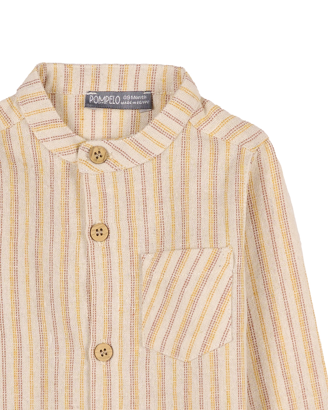 Boys Striped Mandarin Collar Shirt