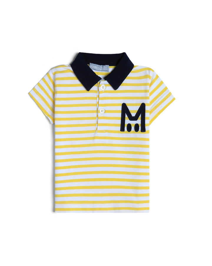Graphic striped poloshirt