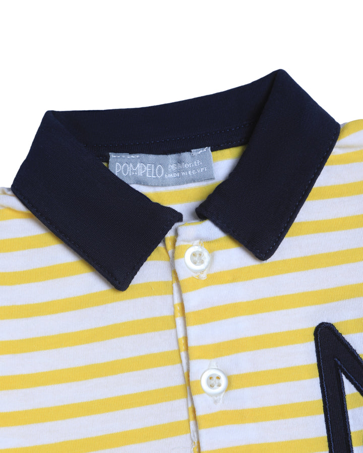Graphic striped poloshirt
