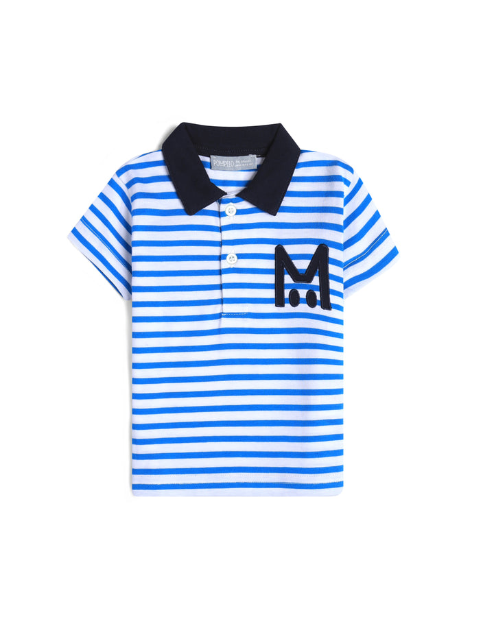 Graphic striped poloshirt