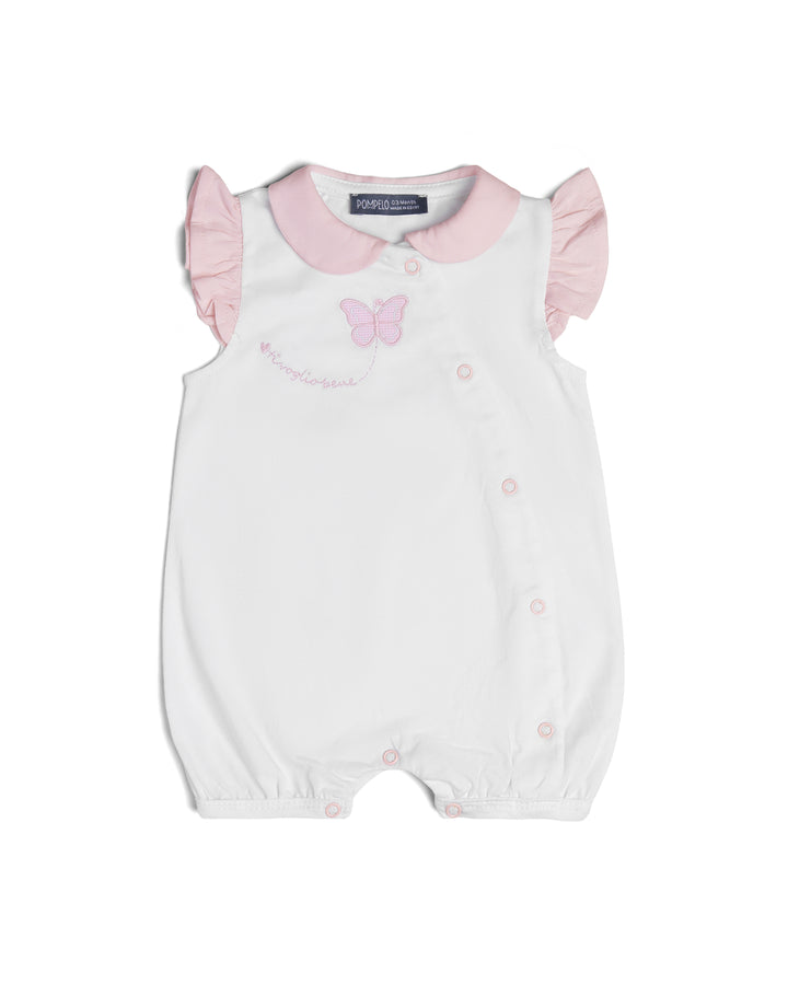 Graphic sleeveless playsuit butterfly embroidery