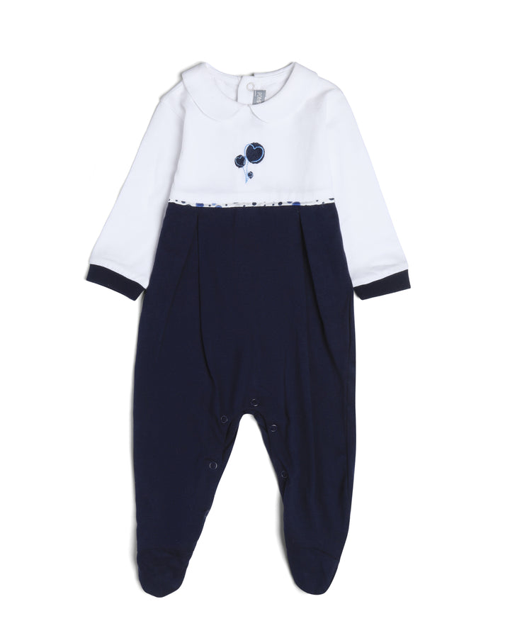 Graphic longsleeve playsuit balloon embroidery footed