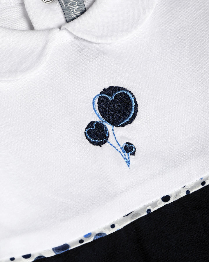 Graphic longsleeve playsuit balloon embroidery footed