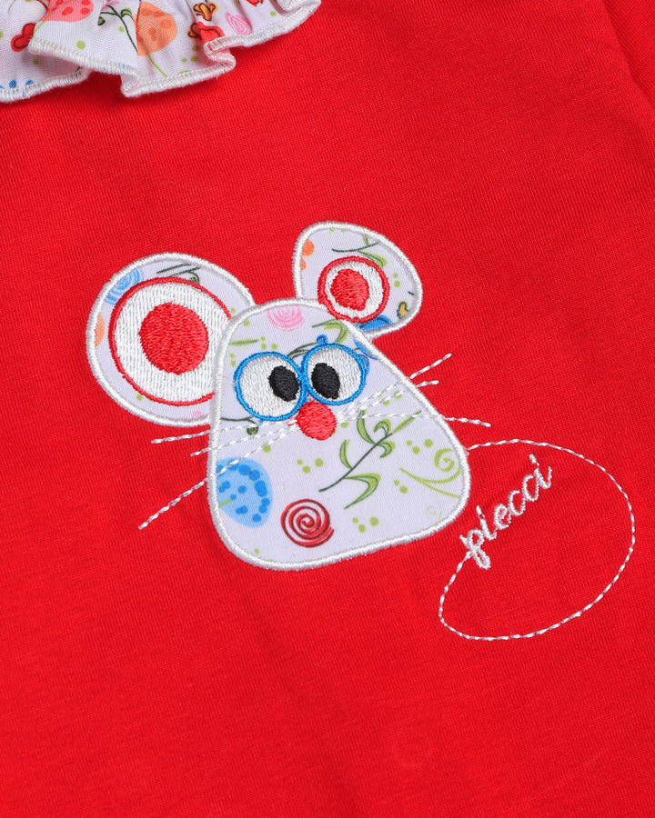 Graphic longsleeve playsuit mouse embroidery