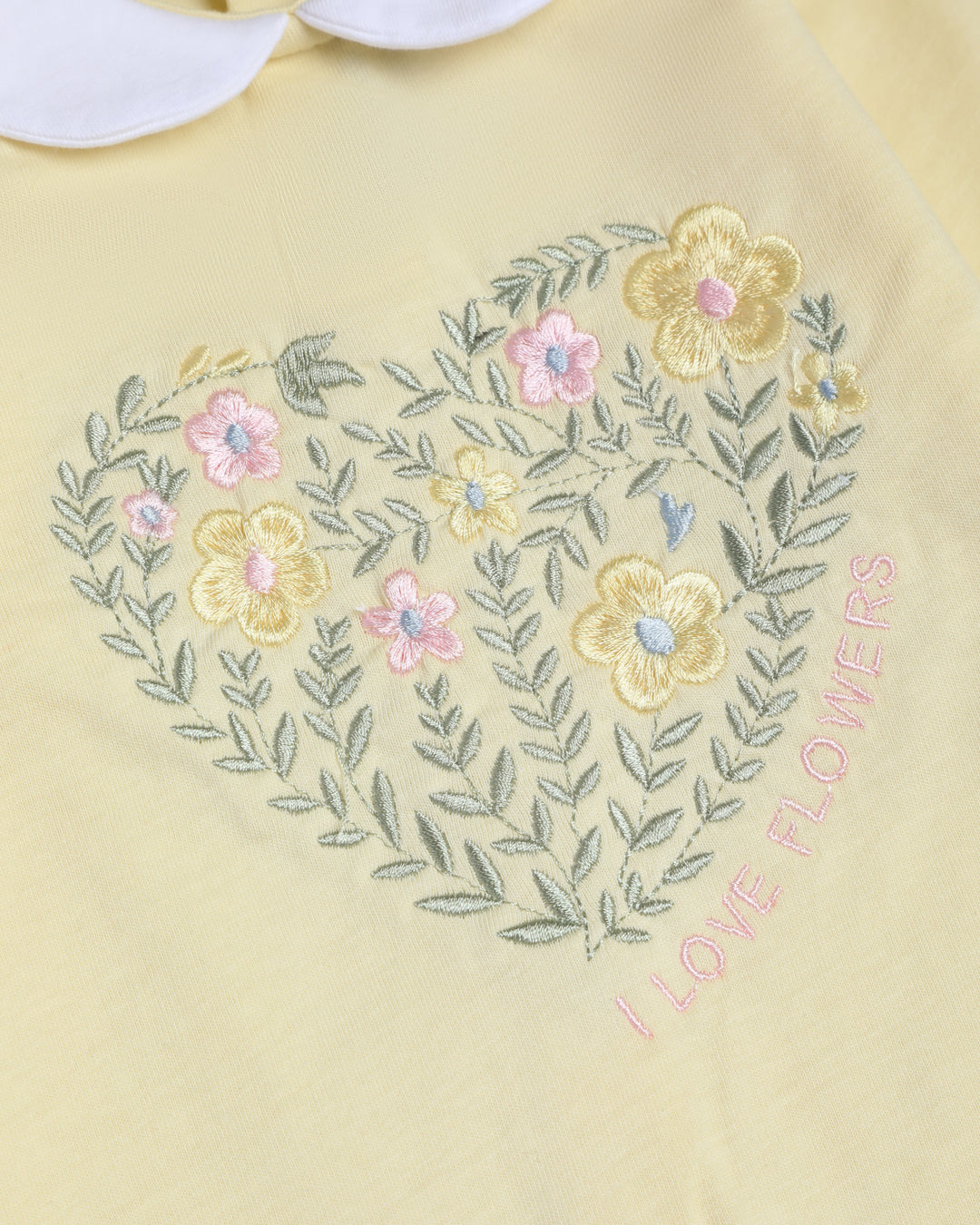 Graphic longsleeve playsuit heart floral embroidery