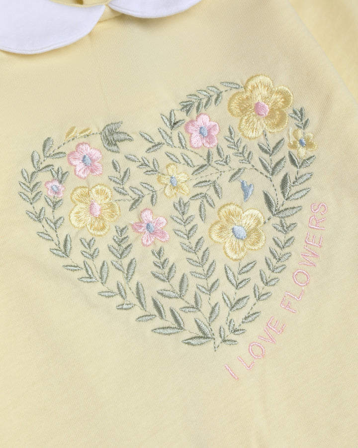 Graphic longsleeve playsuit heart floral embroidery
