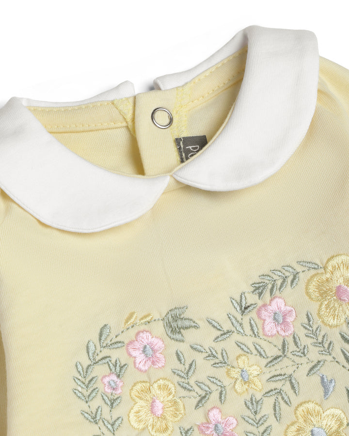 Graphic longsleeve playsuit heart floral embroidery