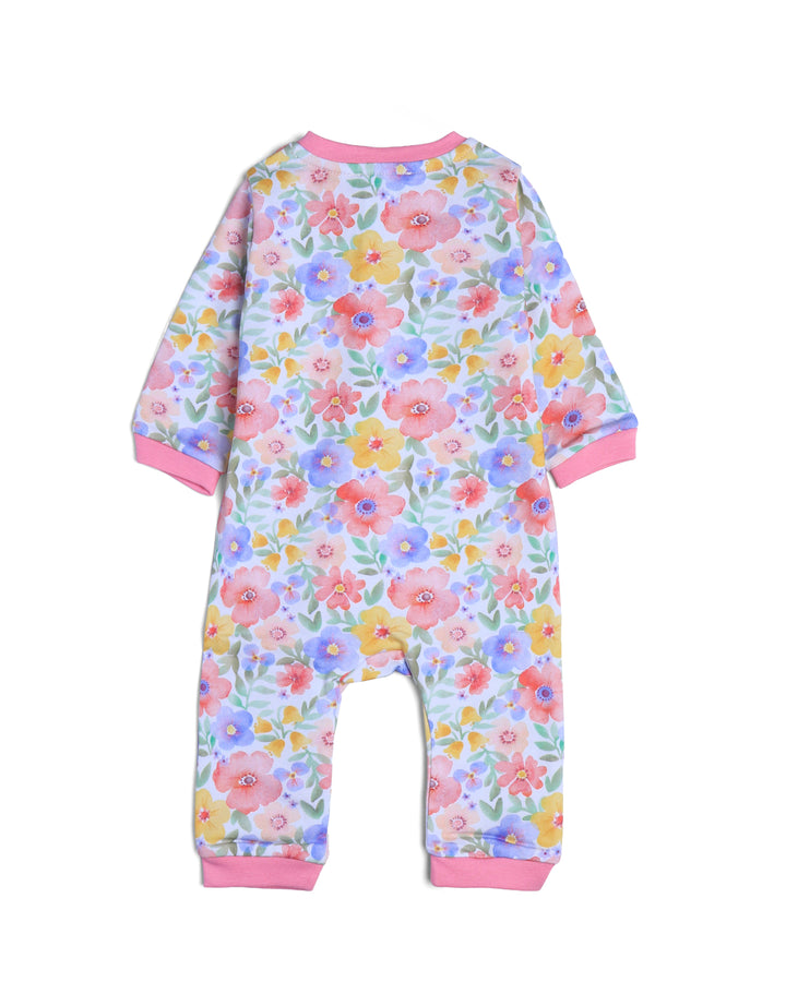 Graphic longsleeve full zip playsuit all-over floral print