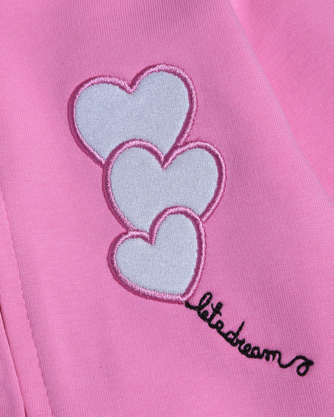 Graphic longsleeve full zip playsuit heart applique