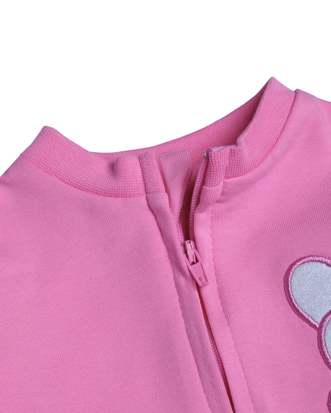Graphic longsleeve full zip playsuit heart applique