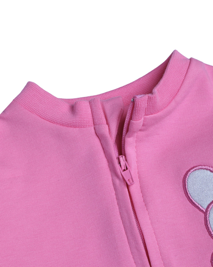 Graphic longsleeve full zip playsuit heart applique