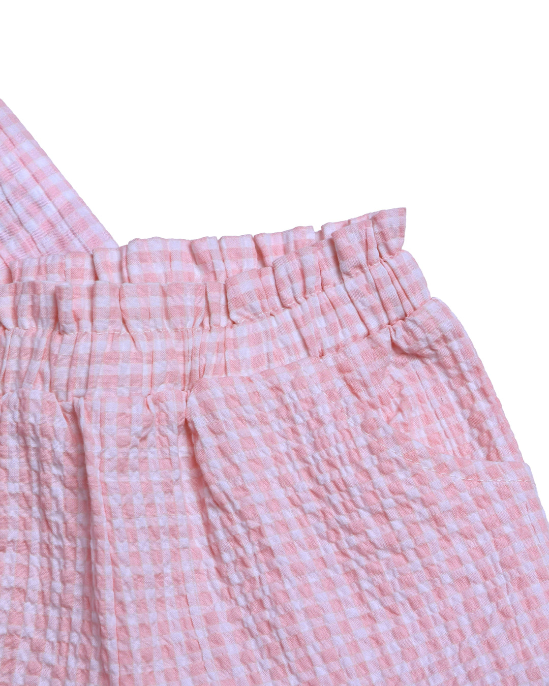 2PCS woven set textured pink gingham