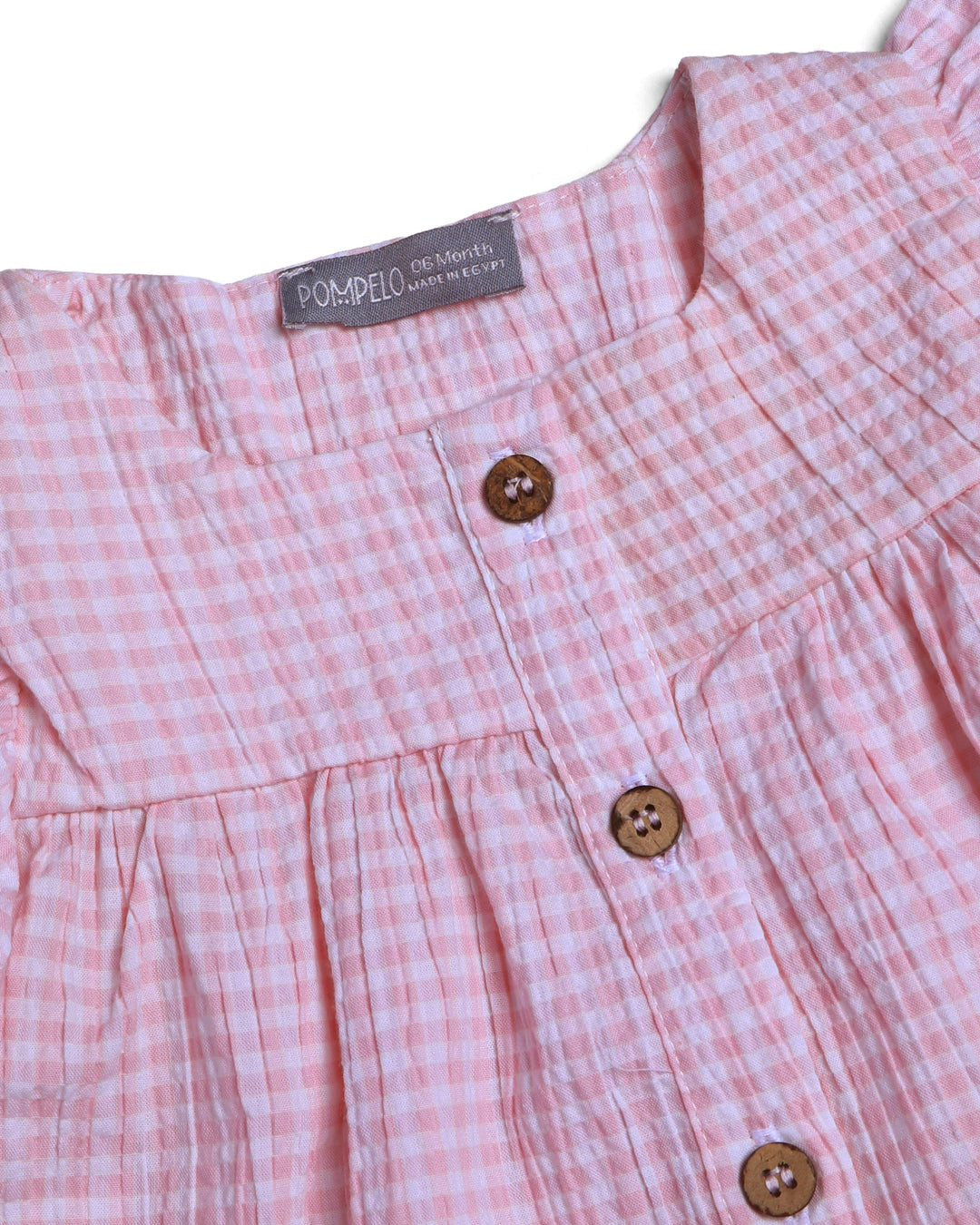 2PCS woven set textured pink gingham