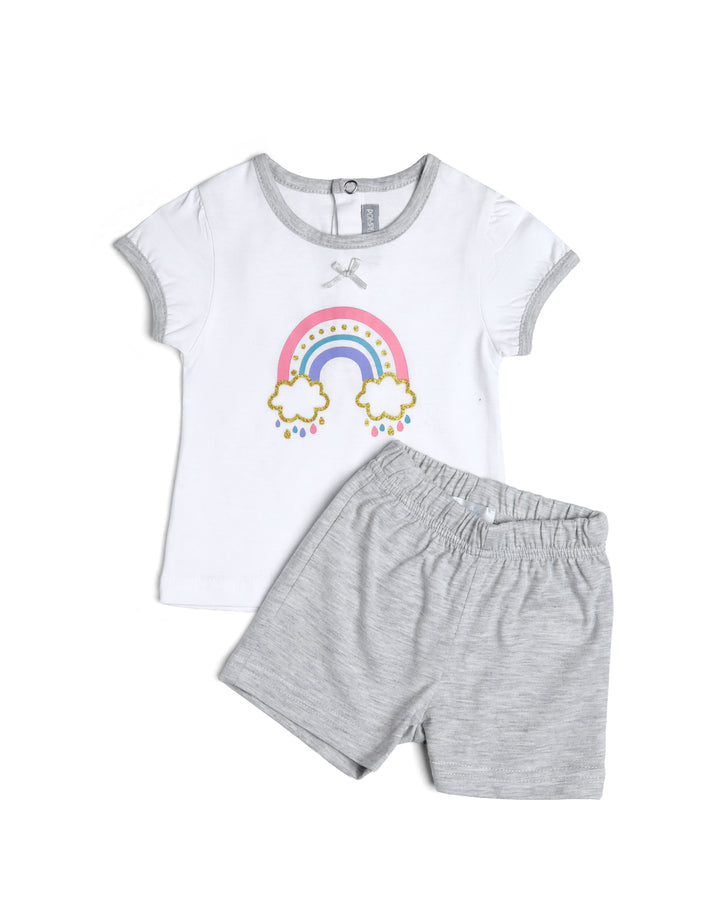 Graphic pyjama set glitter clouds print