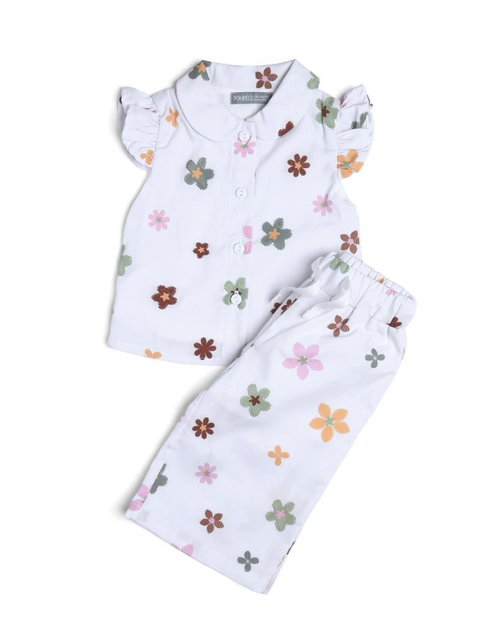 2PCS woven set flower print