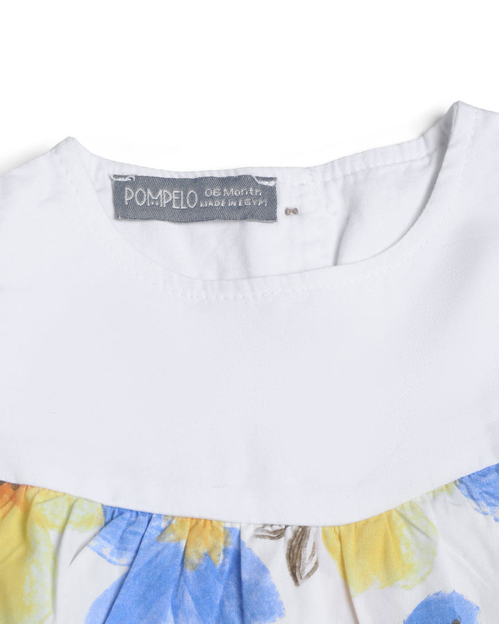 2PCS woven set blue flower print