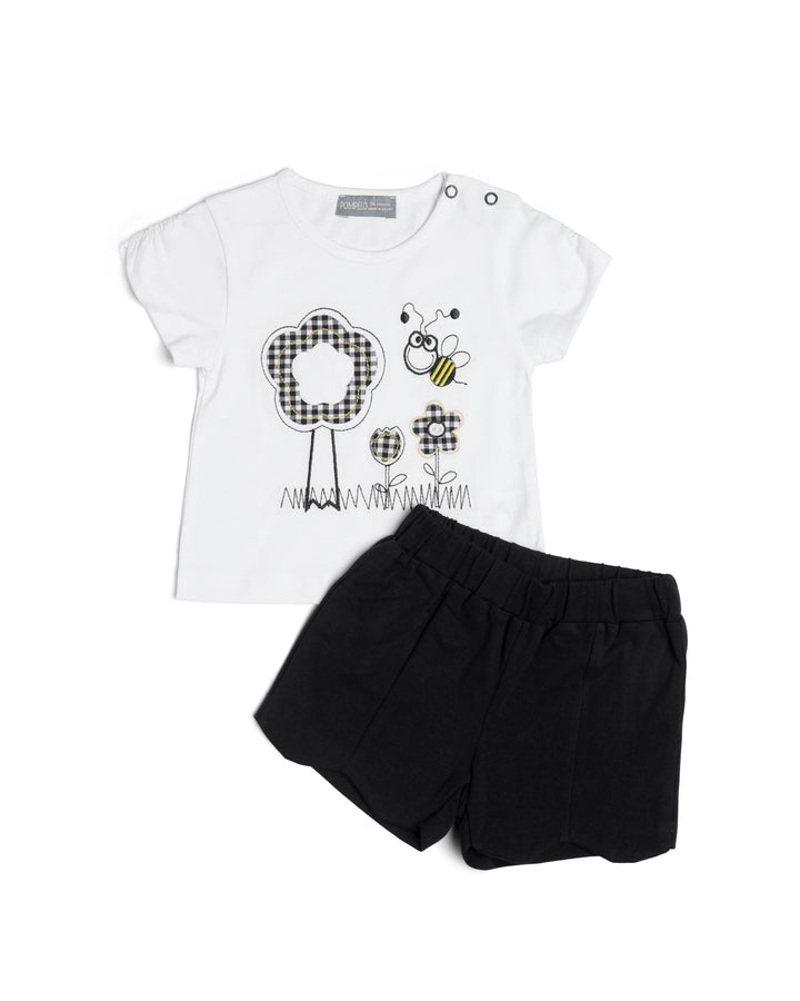 Graphic pyjama set bee embroidery