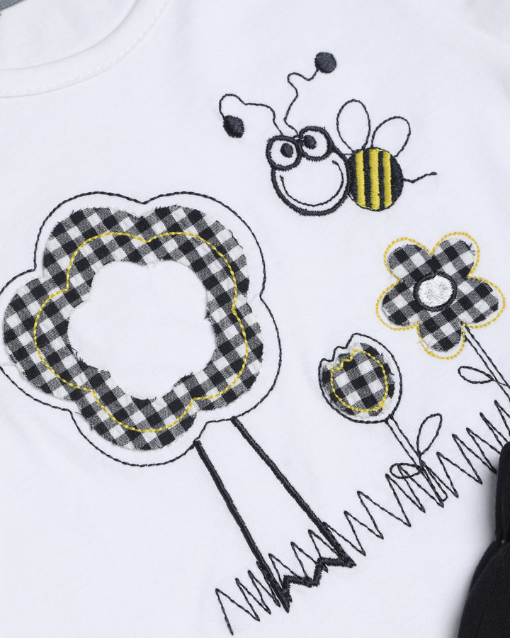 Graphic pyjama set bee embroidery