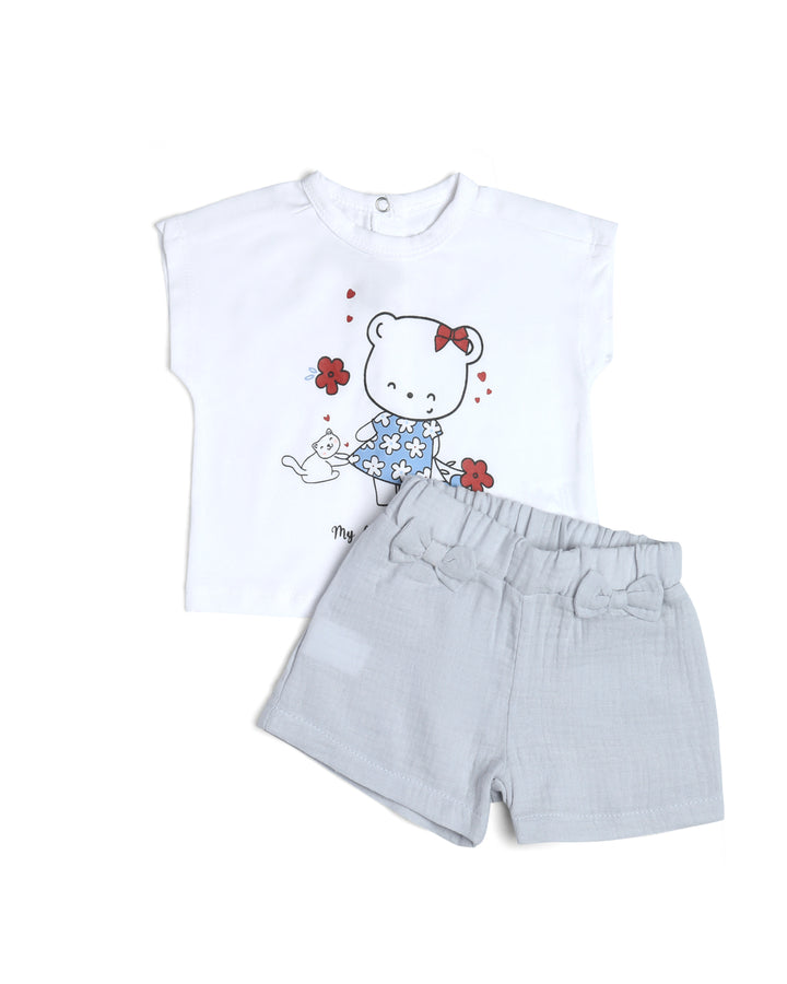 Graphic pyjama set bear + kitten print