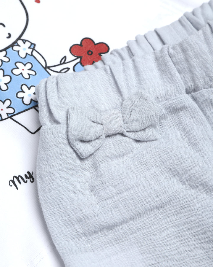 Graphic pyjama set bear + kitten print