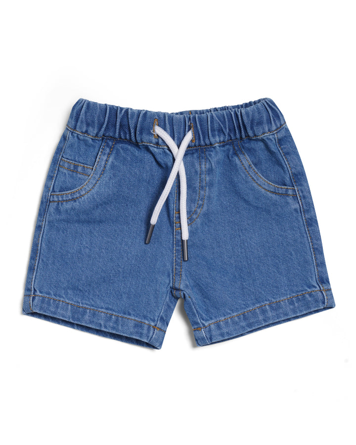 Pull on denim shorts