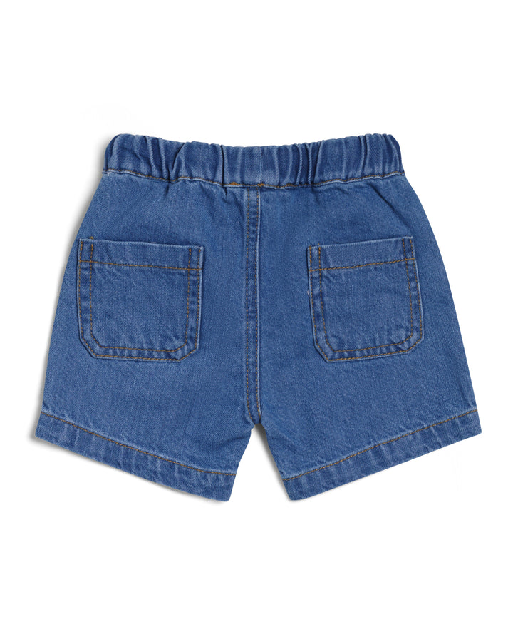 Pull on denim shorts