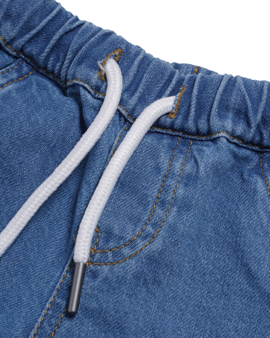 Pull on denim shorts