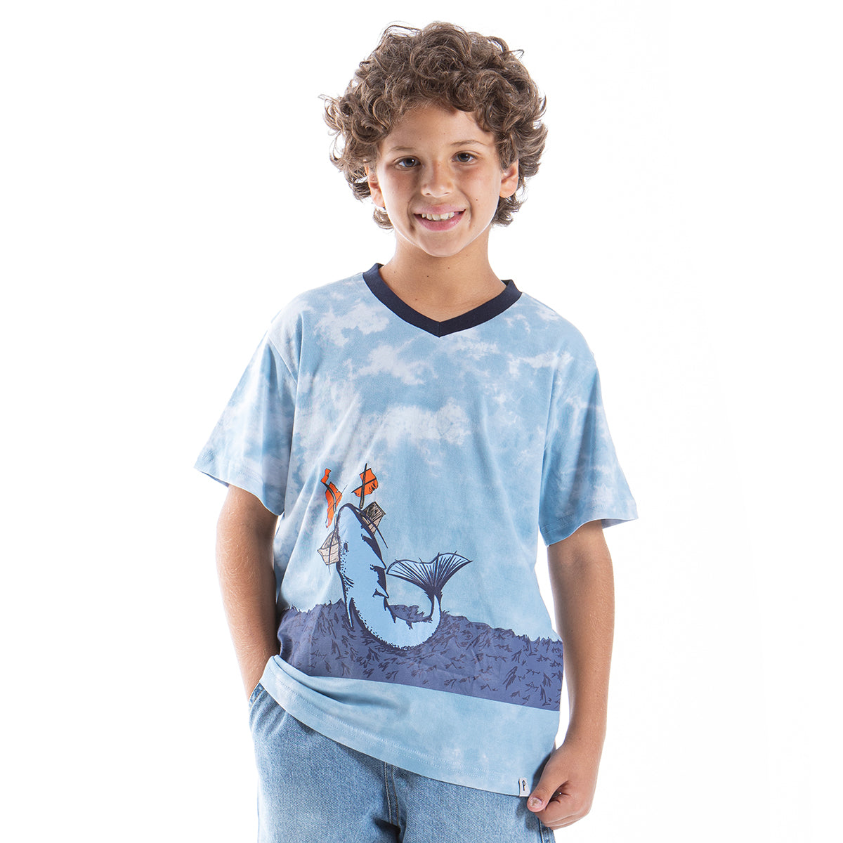 Trendy patterned half sleeve tshirt for boys by Pompelo