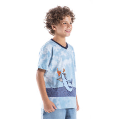 Trendy patterned half sleeve tshirt for boys by Pompelo