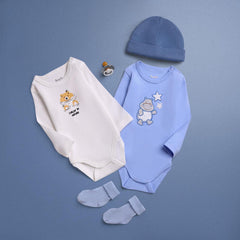 printed Long sleeve baby Boy set of 3 overalls by Pompelo